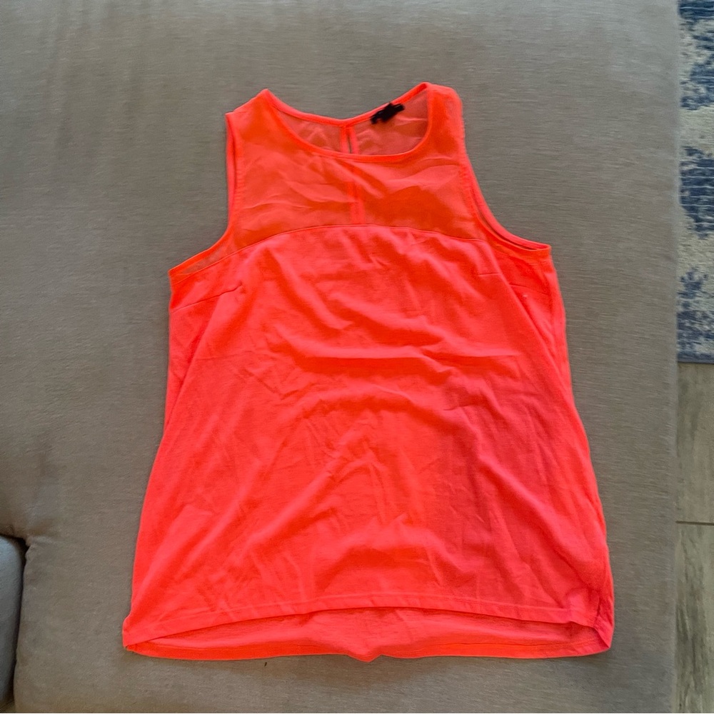 Neon sleeveless HM top, sheer shoulders, L